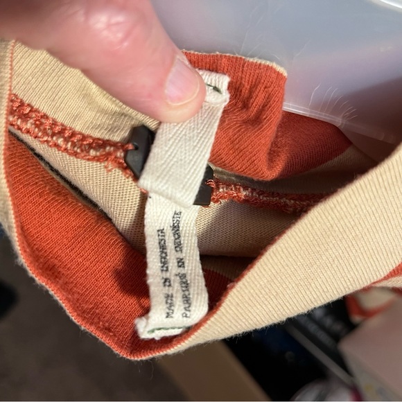 We The Free Free People Red and Tan Striped Turtleneck Peplum Blouse - Picture 7 of 7